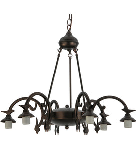 32"W Tiffany Rosebush 6 LT Chandelier Ceiling Light by Meyda