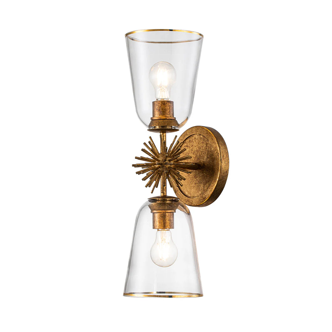 Staring 2 Light Sconce in Gold Leaf Wall Lamp Home Decor by Lucas McKearn