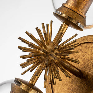 Staring 2 Light Sconce in Gold Leaf Wall Lamp Home Decor by Lucas McKearn