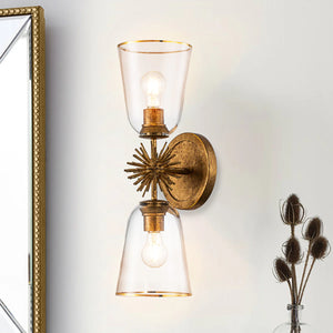 Staring 2 Light Sconce in Gold Leaf Wall Lamp Home Decor by Lucas McKearn