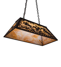 Custom 33" Long Fox Hunt Oblong Pendant with 3 Cobows on Horses Ceiling Light by Meyda