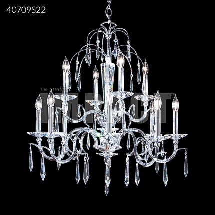 Contemporary 12 Light Crystal Chandelier Ceiling Light by James R. Moder