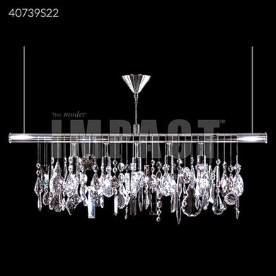 Contemporary Linear Crystal Chandelier Ceiling Light by James R. Moder