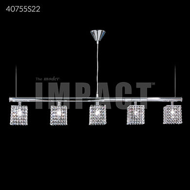 Contemporary Linear 5 Light Crystal Chandelier Ceiling Light by James R. Moder