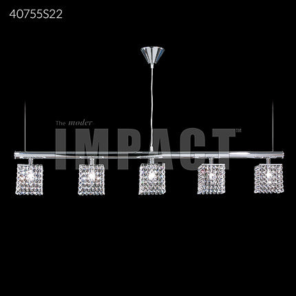 Contemporary Linear 5 Light Crystal Chandelier Ceiling Light by James R. Moder