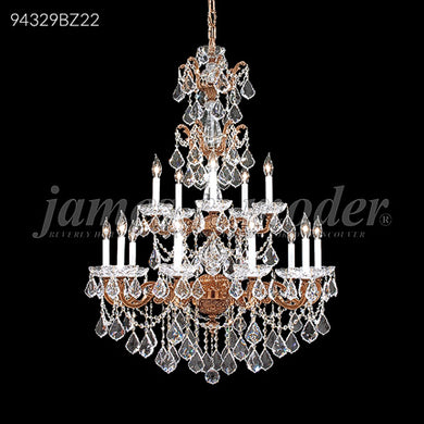 Madrid Cast Brass 15 Light Entry Crystal Chandelier Ceiling Light by James R. Moder