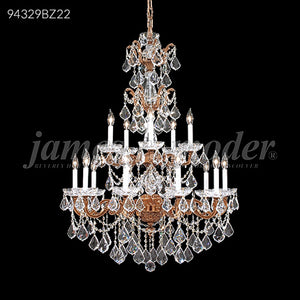 Madrid Cast Brass 15 Light Entry Crystal Chandelier Ceiling Light by James R. Moder