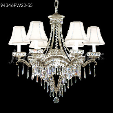 Dynasty Cast Brass 6 Light Crystal Chandelier Ceiling Light by James R. Moder
