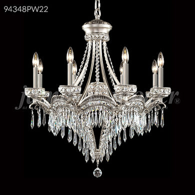 Dynasty Cast Brass 8 Light Crystal Chandelier Ceiling Light by James R. Moder