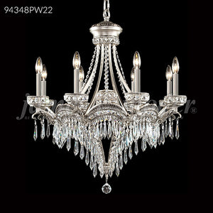 Dynasty Cast Brass 8 Light Crystal Chandelier Ceiling Light by James R. Moder