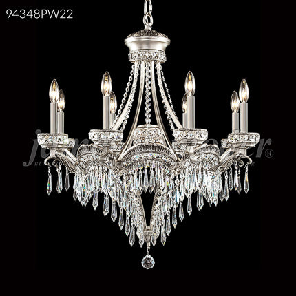 Dynasty Cast Brass 8 Light Crystal Chandelier Ceiling Light by James R. Moder