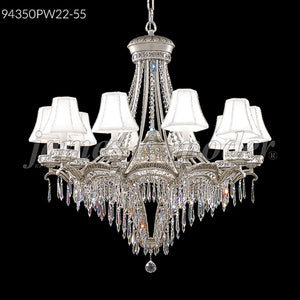 Dynasty Cast Brass 12 Light Large Entry Crystal Chandelier Ceiling Light by James R. Moder