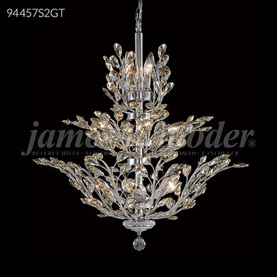 Florale Collection 13 Light Crystal Golden Teak Chandelier Ceiling Light by James R. Moder