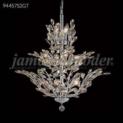 Florale Collection 13 Light Crystal Golden Teak Chandelier Ceiling Light by James R. Moder