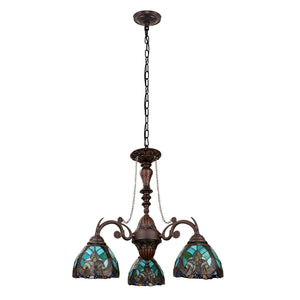 Liaison Mini Chandelier Tiffany Victorian 3-Light Antique Dark Bronze 24" Wide Ceiling Light by Chloe