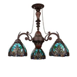 Liaison Mini Chandelier Tiffany Victorian 3-Light Antique Dark Bronze 24" Wide Ceiling Light by Chloe