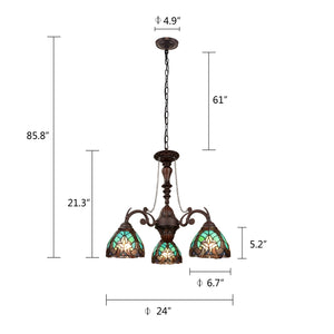 Liaison Mini Chandelier Tiffany Victorian 3-Light Antique Dark Bronze 24" Wide Ceiling Light by Chloe