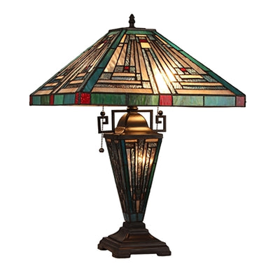 Innes Mission Table Light Tiffany Blackish Bronze 3-Light Double Lit 16
