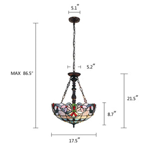 Grenville Inverted Pendant Tiffany Victorian Dark Bronze 2-Light 18" Wide Ceiling Light by Chloe