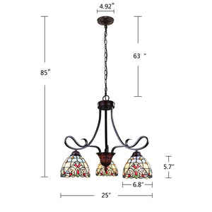 Grenville Mini Chandelier Tiffany Victoria Blackish Bronze 3-Light 25" Wide Ceiling Light by Chloe