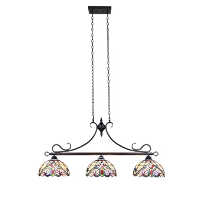 Grenville Island Pendant Chandelier Tiffany Victorian Dark Bronze 3-Light 47