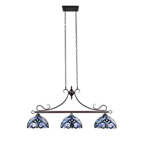 Grenville Island Pendant Chandelier Tiffany Victorian Dark Bronze 3-Light 47" Wide Ceiling Light by Chloe