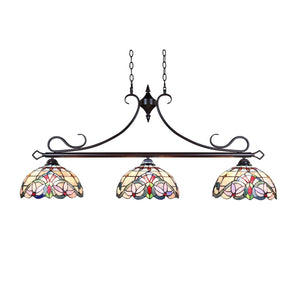Grenville Island Pendant Chandelier Tiffany Victorian Dark Bronze 3-Light 47" Wide Ceiling Light by Chloe