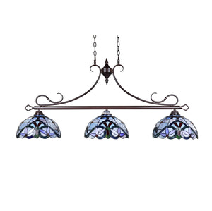 Grenville Island Pendant Chandelier Tiffany Victorian Dark Bronze 3-Light 47" Wide Ceiling Light by Chloe