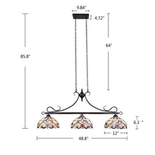 Grenville Island Pendant Chandelier Tiffany Victorian Dark Bronze 3-Light 47" Wide Ceiling Light by Chloe
