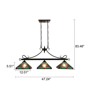 Innes Mission Island Pendant Chandelier Tiffany Victorian Blackish Bronze 3-Light 47" Wide Ceiling Light by Chloe