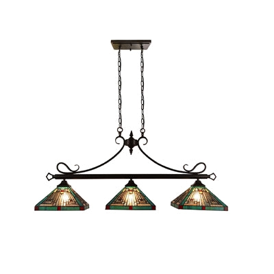 Innes Mission Island Pendant Chandelier Tiffany Victorian Blackish Bronze 3-Light 47