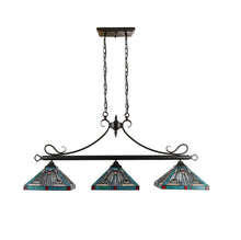 Innes Mission Island Pendant Chandelier Tiffany Victorian Blackish Bronze 3-Light 47" Wide Ceiling Light by Chloe