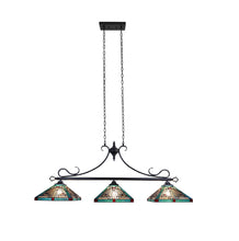 Innes Mission Island Pendant Chandelier Tiffany Victorian Blackish Bronze 3-Light 47" Wide Ceiling Light by Chloe