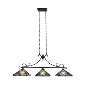 Innes Mission Island Pendant Chandelier Tiffany Victorian Blackish Bronze 3-Light 47" Wide Ceiling Light by Chloe