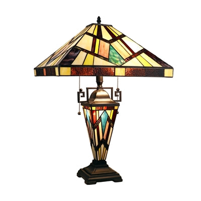 Vincent Table Lamp Tiffany Blackish Bronze 3-Light Mission Double-Lit 16