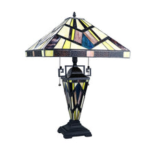 Vincent Table Lamp Tiffany Blackish Bronze 3-Light Mission Double-Lit 16" Shade Bedside Nightstand Reading Desk Table Light by Chloe