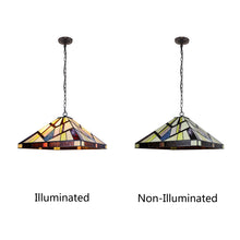 Vincent Mission Tiffany-Style  Blackish Bronze 2 Light Pendant 18" Wide Ceiling Light by Chloe