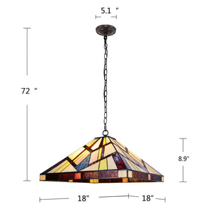 Vincent Mission Tiffany-Style  Blackish Bronze 2 Light Pendant 18" Wide Ceiling Light by Chloe