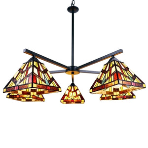 Vincent Mission Large Chandelier Tiffany Victorian Blackish Bronze 5-Light 30" Wide Ceiling Light by Chloe