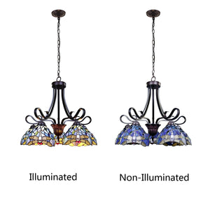 Sunniva Large Chandelier Dragonfly Tiffany Victorian Dark Bronze 5-Light 25" Wide Ceiling Light by Chloe