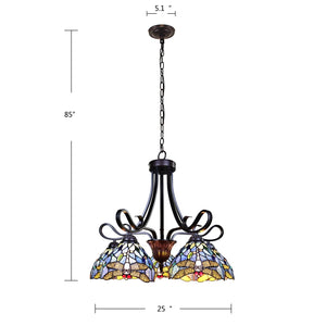Sunniva Large Chandelier Dragonfly Tiffany Victorian Dark Bronze 5-Light 25" Wide Ceiling Light by Chloe