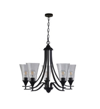Sherard Inverted Pendant Chandelier Contemporary 5-Light Matt Black Finish 27" Wide Ceiling Light by Chloe