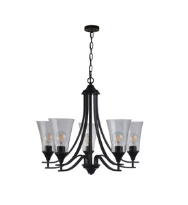 Sherard Inverted Pendant Chandelier Contemporary 5-Light Matt Black Finish 27" Wide Ceiling Light by Chloe