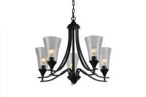 Sherard Inverted Pendant Chandelier Contemporary 5-Light Matt Black Finish 27" Wide Ceiling Light by Chloe