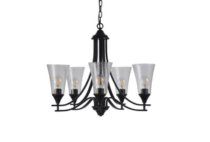 Sherard Inverted Pendant Chandelier Contemporary 5-Light Matt Black Finish 27" Wide Ceiling Light by Chloe