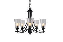 Sherard Inverted Pendant Chandelier Contemporary 5-Light Matt Black Finish 27" Wide Ceiling Light by Chloe