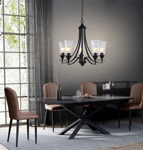 Sherard Inverted Pendant Chandelier Contemporary 5-Light Matt Black Finish 27" Wide Ceiling Light by Chloe