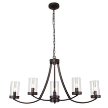 Ida Inverted Pendant Chandelier Farmhouse Clear Glass 5-Light Bronze 35" Wide Ceiling light by Chloe