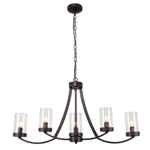 Ida Inverted Pendant Chandelier Farmhouse Clear Glass 5-Light Bronze 35" Wide Ceiling light by Chloe