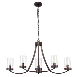 Ida Inverted Pendant Chandelier Farmhouse Clear Glass 5-Light Bronze 35" Wide Ceiling light by Chloe